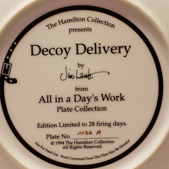 HP 😊 Vtg 94 Puppy Plate "All In A Days Work" Decoy - Picture 4 of 5